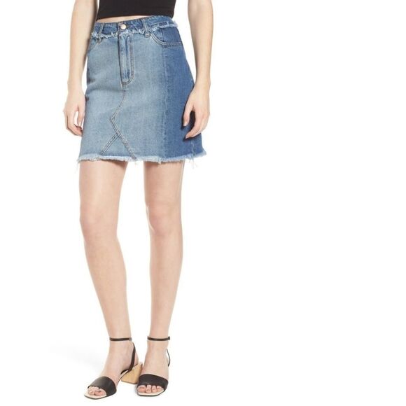NWT AFRM Frey Colorblock Denim Skirt 30 - Picture 1 of 6